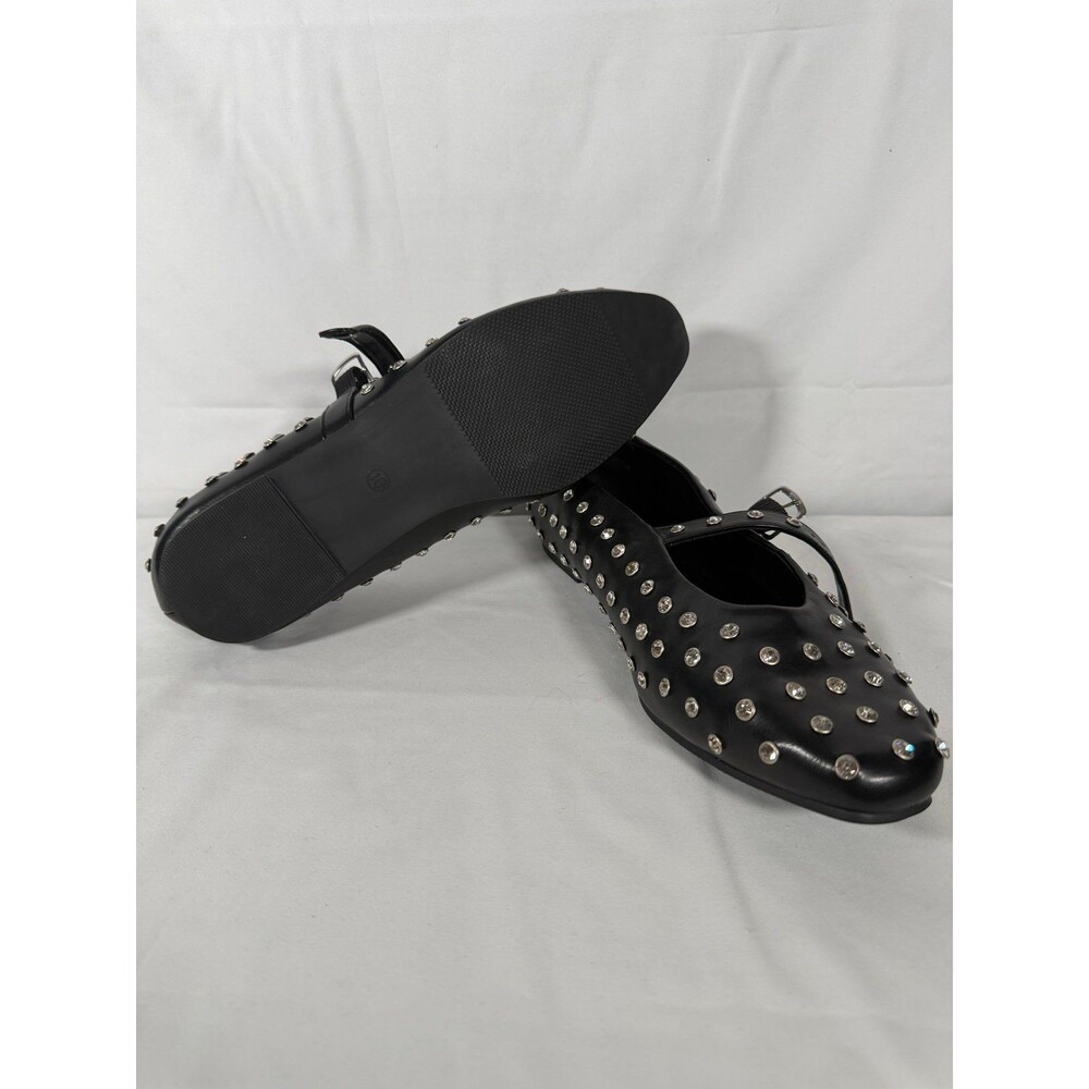 Liliana Black Studded Buckle Mary Jane Round Toe Flats Size 10 for Women - Picture 3 of 5